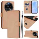 For OPPO Find X6 Pro Skin Feel Solid Color Leather Phone Case with Lanyard(Nude) - 1