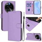 For OPPO Find X6 Pro Skin Feel Solid Color Leather Phone Case with Lanyard(Lavender Purple) - 1