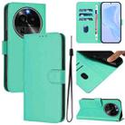 For OPPO Find X6 Pro Skin Feel Solid Color Leather Phone Case with Lanyard(Green) - 1