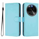 For OPPO Find X6 Pro Skin Feel Solid Color Leather Phone Case with Lanyard(Sky Blue) - 2
