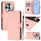 For OPPO Find X7 Skin Feel Solid Color Leather Phone Case with Lanyard(Pink) - 1