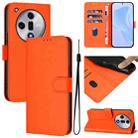 For OPPO Find X7 Skin Feel Solid Color Leather Phone Case with Lanyard(Orange) - 1