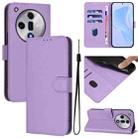 For OPPO Find X7 Skin Feel Solid Color Leather Phone Case with Lanyard(Lavender Purple) - 1