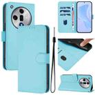 For OPPO Find X7 Skin Feel Solid Color Leather Phone Case with Lanyard(Sky Blue) - 1