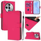 For OPPO Find X7 Skin Feel Solid Color Leather Phone Case with Lanyard(Rose Red) - 1