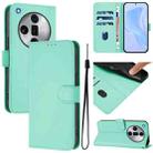 For OPPO Find X7 Ultra Skin Feel Solid Color Leather Phone Case with Lanyard(Mint Green) - 1