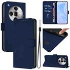 For OPPO Find X7 Ultra Skin Feel Solid Color Leather Phone Case with Lanyard(Navy Blue) - 1