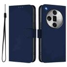 For OPPO Find X7 Ultra Skin Feel Solid Color Leather Phone Case with Lanyard(Navy Blue) - 2