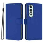 For OPPO K12x 5G Global Skin Feel Solid Color Leather Phone Case with Lanyard(Dark Blue) - 2