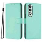 For OPPO K12x 5G Global Skin Feel Solid Color Leather Phone Case with Lanyard(Mint Green) - 2