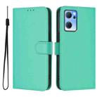 For OPPO Reno7 5G Global Skin Feel Solid Color Leather Phone Case with Lanyard(Green) - 2