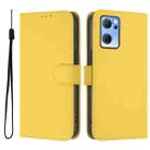 For OPPO Reno7 5G Global Skin Feel Solid Color Leather Phone Case with Lanyard(Lemon Yellow) - 2