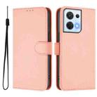 For OPPO Reno8 5G Skin Feel Solid Color Leather Phone Case with Lanyard(Pink) - 2