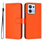 For OPPO Reno8 5G Skin Feel Solid Color Leather Phone Case with Lanyard(Orange) - 2