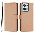 For OPPO Reno8 5G Skin Feel Solid Color Leather Phone Case with Lanyard(Nude) - 2