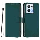 For OPPO Reno8 5G Skin Feel Solid Color Leather Phone Case with Lanyard(Dark Green) - 2