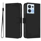 For OPPO Reno8 5G Skin Feel Solid Color Leather Phone Case with Lanyard(Black) - 2