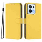 For OPPO Reno8 5G Skin Feel Solid Color Leather Phone Case with Lanyard(Lemon Yellow) - 2