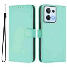 For OPPO Reno8 5G Skin Feel Solid Color Leather Phone Case with Lanyard(Mint Green) - 2