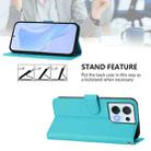 For OPPO Reno8 5G Skin Feel Solid Color Leather Phone Case with Lanyard(Lake Blue) - 3