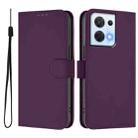 For OPPO Reno8 5G Skin Feel Solid Color Leather Phone Case with Lanyard(Violet) - 2