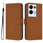 For OPPO Reno8 Pro 5G Global Skin Feel Solid Color Leather Phone Case with Lanyard(Brown) - 2