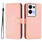 For OPPO Reno8 Pro 5G Global Skin Feel Solid Color Leather Phone Case with Lanyard(Pink) - 2