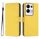 For OPPO Reno8 Pro 5G Global Skin Feel Solid Color Leather Phone Case with Lanyard(Lemon Yellow) - 2