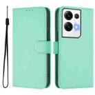 For OPPO Reno8 Pro 5G Global Skin Feel Solid Color Leather Phone Case with Lanyard(Mint Green) - 2