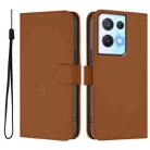 For OPPO Reno8 Pro 5G Skin Feel Solid Color Leather Phone Case with Lanyard(Brown) - 2