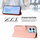 For OPPO Reno8 Pro 5G Skin Feel Solid Color Leather Phone Case with Lanyard(Pink) - 3