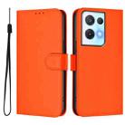 For OPPO Reno8 Pro 5G Skin Feel Solid Color Leather Phone Case with Lanyard(Orange) - 2