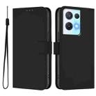 For OPPO Reno8 Pro 5G Skin Feel Solid Color Leather Phone Case with Lanyard(Black) - 2