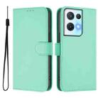 For OPPO Reno8 Pro 5G Skin Feel Solid Color Leather Phone Case with Lanyard(Mint Green) - 2