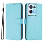 For OPPO Reno8 Pro 5G Skin Feel Solid Color Leather Phone Case with Lanyard(Sky Blue) - 2