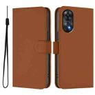 For OPPO Reno8 T 4G Skin Feel Solid Color Leather Phone Case with Lanyard(Brown) - 2