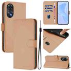 For OPPO Reno8 T 4G Skin Feel Solid Color Leather Phone Case with Lanyard(Nude) - 1