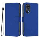 For OPPO Reno8 T 4G Skin Feel Solid Color Leather Phone Case with Lanyard(Dark Blue) - 2