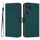 For OPPO Reno8 T 4G Skin Feel Solid Color Leather Phone Case with Lanyard(Dark Green) - 2