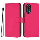 For OPPO Reno8 T 4G Skin Feel Solid Color Leather Phone Case with Lanyard(Rose Red) - 2