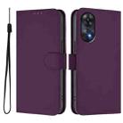 For OPPO Reno8 T 4G Skin Feel Solid Color Leather Phone Case with Lanyard(Violet) - 2