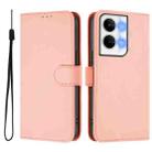 For OPPO Reno9 5G / Reno9 Pro 5G Skin Feel Solid Color Leather Phone Case with Lanyard(Pink) - 2