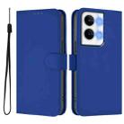 For OPPO Reno9 5G / Reno9 Pro 5G Skin Feel Solid Color Leather Phone Case with Lanyard(Dark Blue) - 2