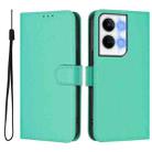 For OPPO Reno9 5G / Reno9 Pro 5G Skin Feel Solid Color Leather Phone Case with Lanyard(Green) - 2