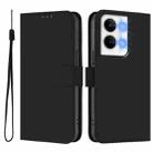 For OPPO Reno9 5G / Reno9 Pro 5G Skin Feel Solid Color Leather Phone Case with Lanyard(Black) - 2