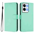 For OPPO Reno9 5G / Reno9 Pro 5G Skin Feel Solid Color Leather Phone Case with Lanyard(Mint Green) - 2