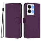 For OPPO Reno9 5G / Reno9 Pro 5G Skin Feel Solid Color Leather Phone Case with Lanyard(Violet) - 2