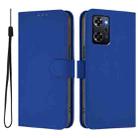 For OPPO Reno9 A Skin Feel Solid Color Leather Phone Case with Lanyard(Dark Blue) - 2