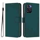 For OPPO Reno9 A Skin Feel Solid Color Leather Phone Case with Lanyard(Dark Green) - 2