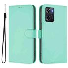For OPPO Reno9 A Skin Feel Solid Color Leather Phone Case with Lanyard(Mint Green) - 2